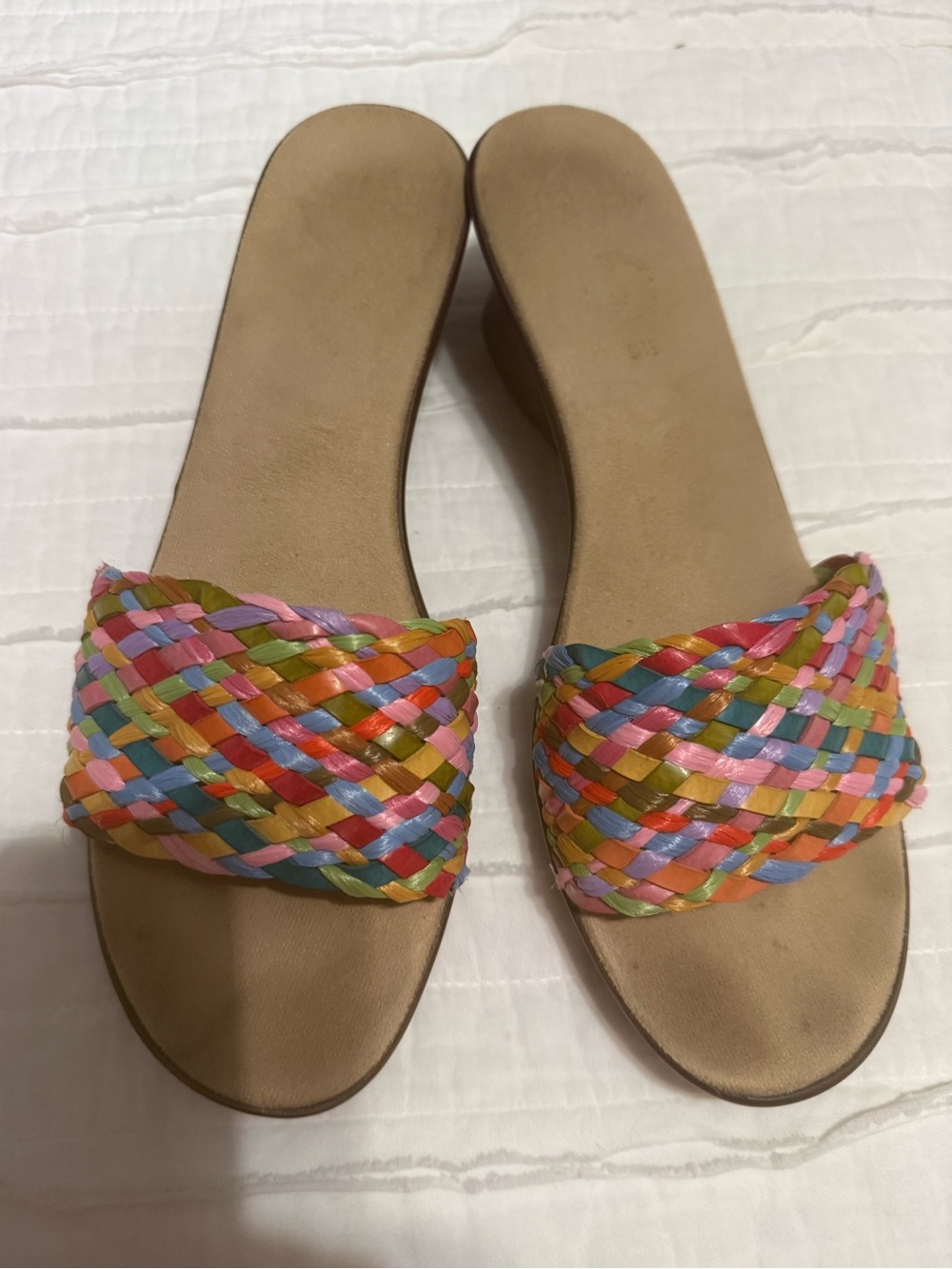 Vintage Italian Shoemakers Woven Multicolor Slide Sandals - Picture 3 of 11